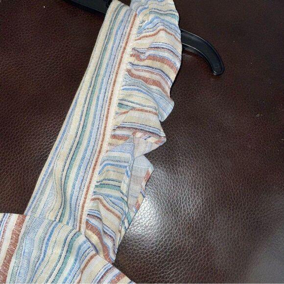 Liberty love crop top women’s size XL strips sleeveless ruffles pullover blouse - Picture 7 of 11